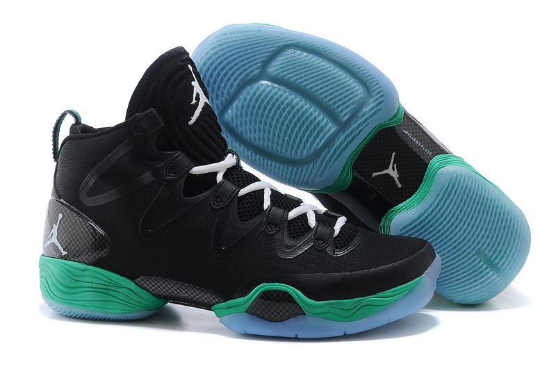 Real Jordan 28 Black Green Shoes - Click Image to Close