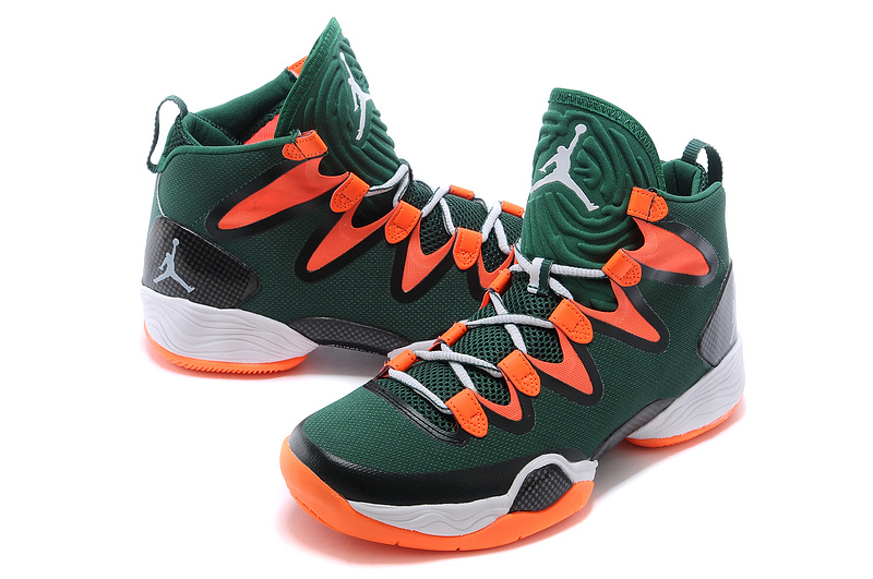 Real Jordan 28 Green Orange White Shoes - Click Image to Close