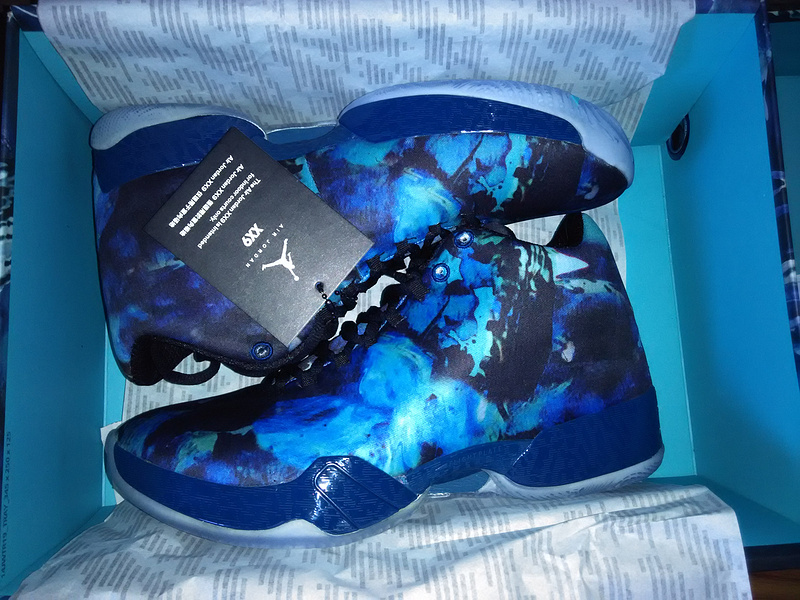 Real New Air Jordan 29 Blue Black Paiting Shoes - Click Image to Close