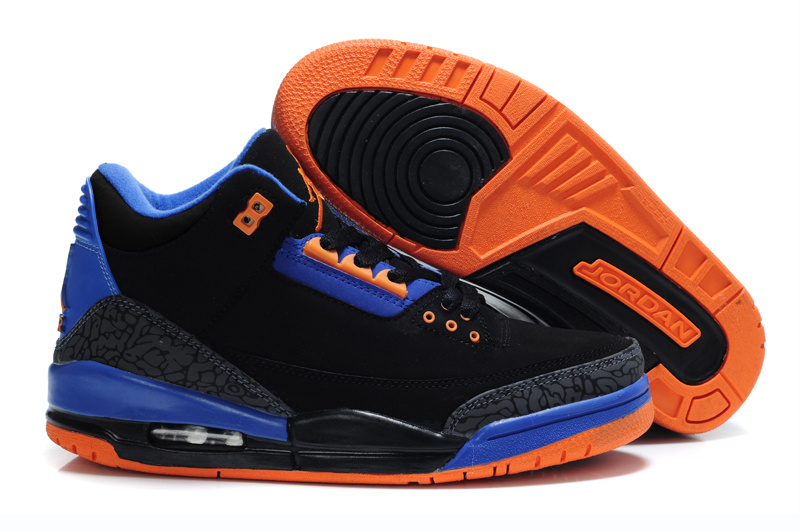 Cheap New Air Jordan 3 Black Blue Orange