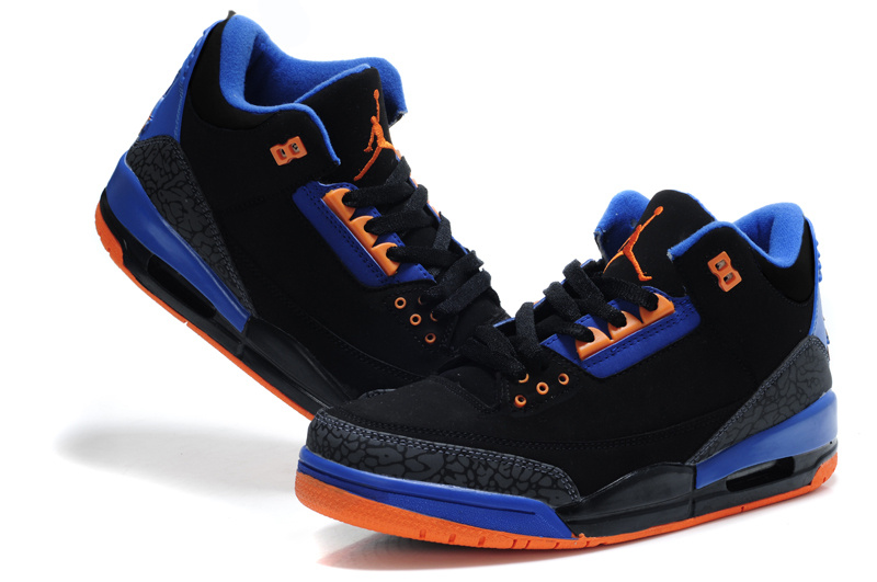 Cheap New Air Jordan 3 Black Blue Orange