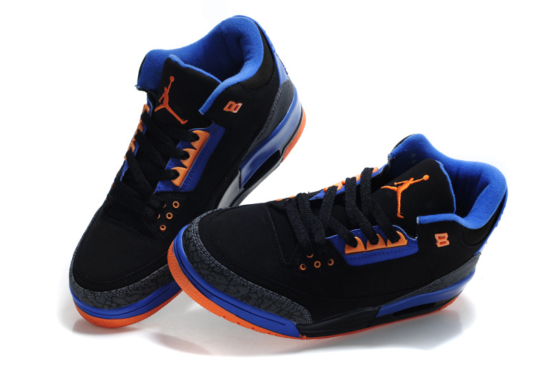 Cheap New Air Jordan 3 Black Blue Orange - Click Image to Close