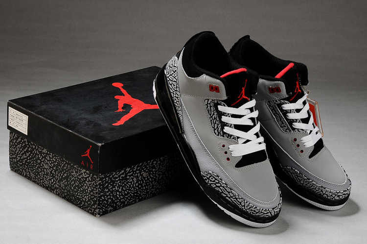 New Air Jordan Shoes 3 Grey Black White Ssoes