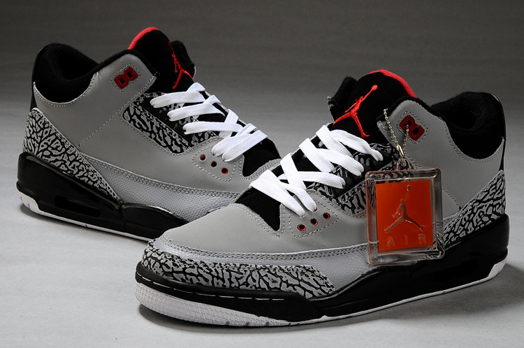 New Air Jordan Shoes 3 Grey Black White Ssoes