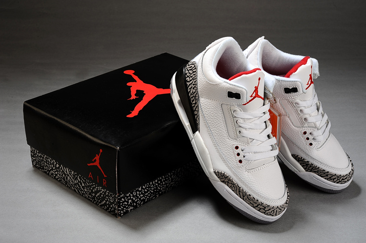 New Air Jordan Shoes 3 White Grey Black Shoes