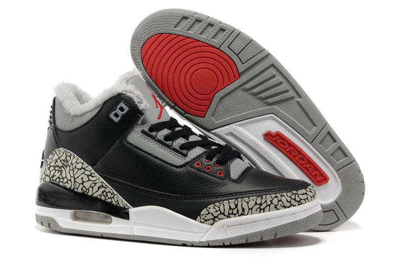 New Air Jordan Retro 3 Wool Black Grey Cement - Click Image to Close