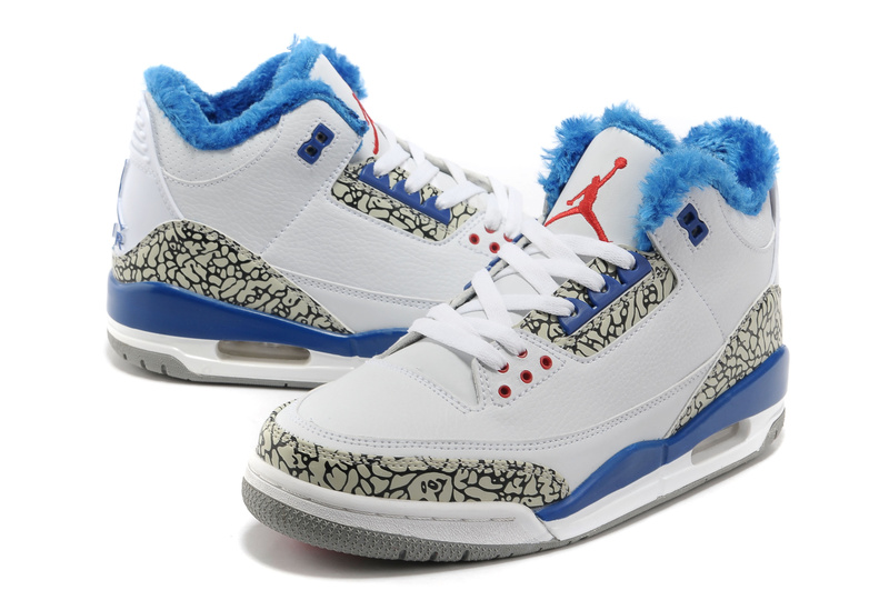 New Air Jordan Retro 3 Wool White Blue Grey Cement