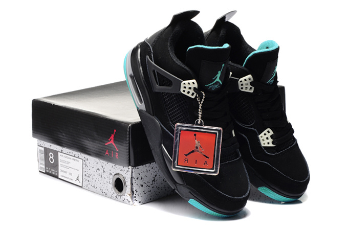 New Air Jordan 4 Black Blue Shoes