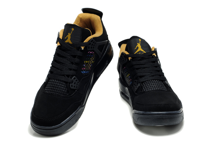 New Air Jordan Retro 4 Black Yellow - Click Image to Close