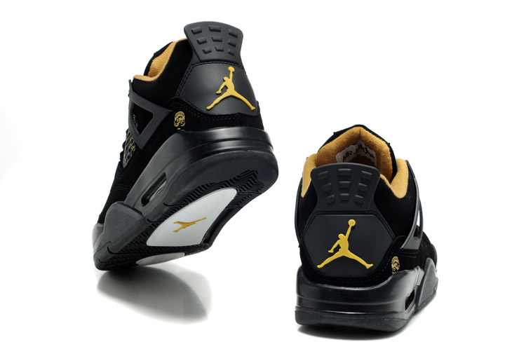New Air Jordan Retro 4 Black Yellow - Click Image to Close