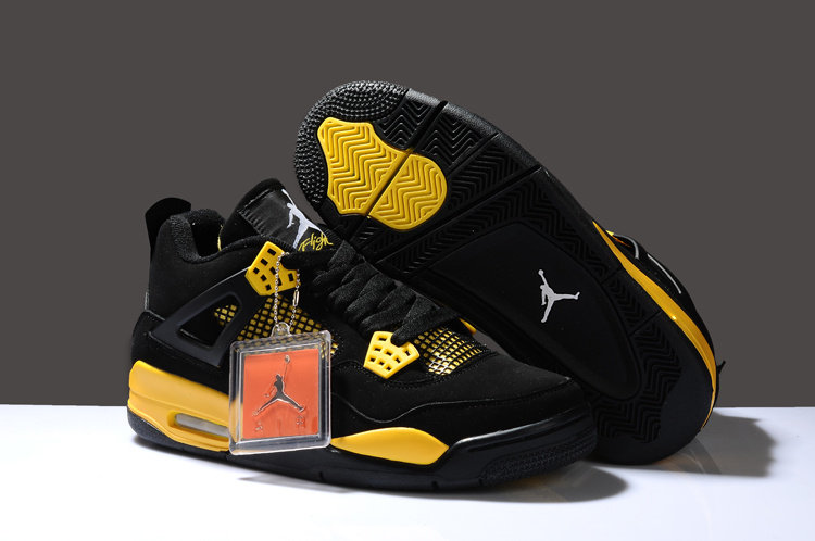 New Air Jordan Retro 4 Black Yellow