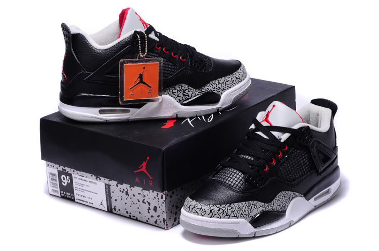 Cheap Real 2015 Jordan Jordan 4 Black Grey Cement - Click Image to Close