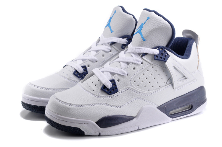 Cheap Real 2015 Jordan Jordan 4 White Dark Blue