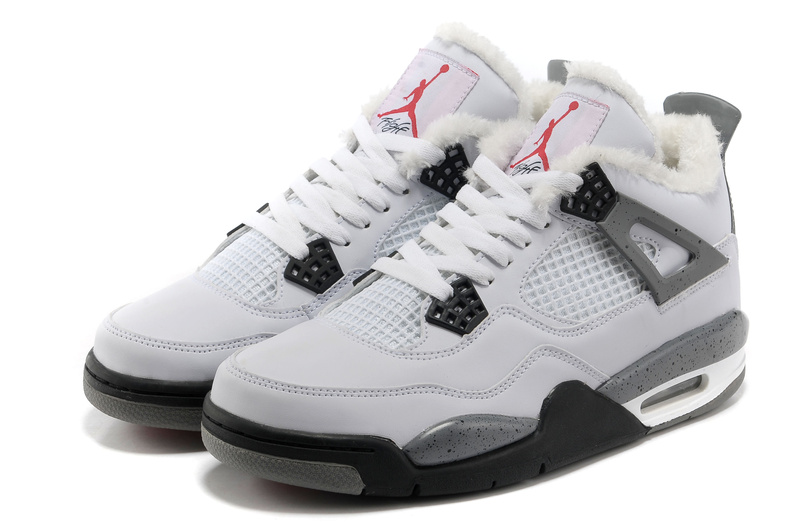 New Air Jordan Retro 4 Wool White Grey Black - Click Image to Close