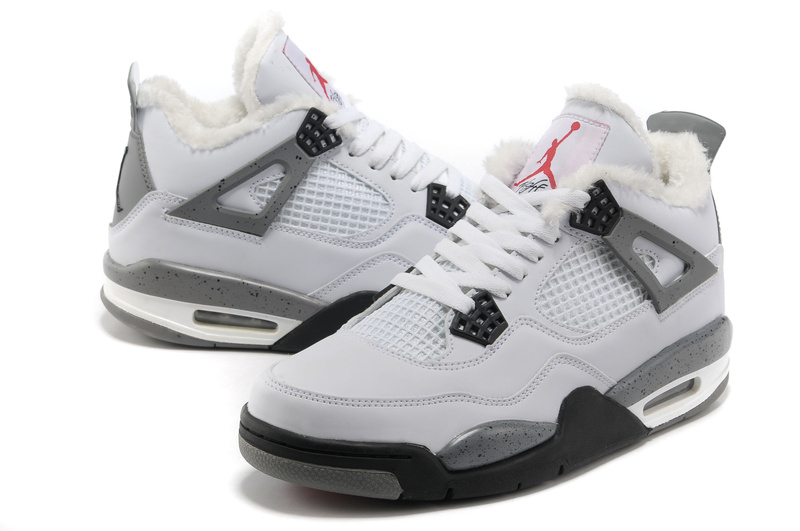 New Air Jordan Retro 4 Wool White Grey Black - Click Image to Close