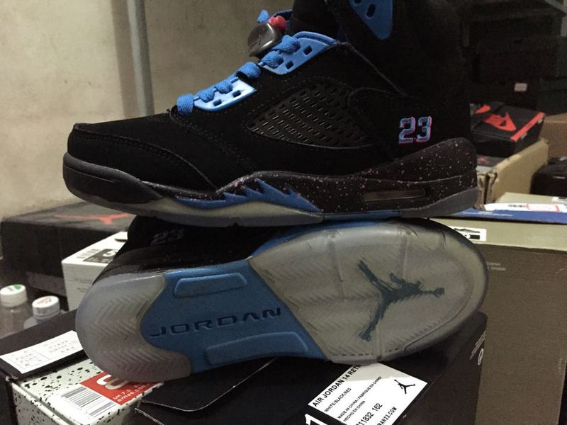Real Jordan 5 South Beach Black Blue Shoes - Click Image to Close