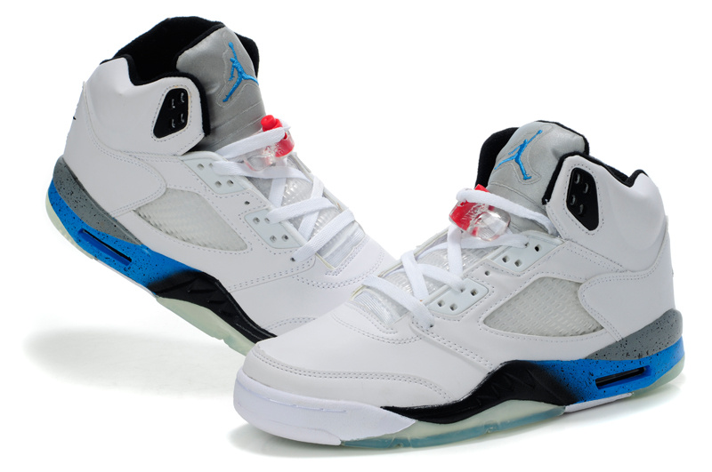 New Air Jordan Shoes 5 White Black Blue