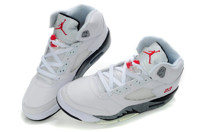 New Air Jordan Shoes 5 White Grey - Click Image to Close