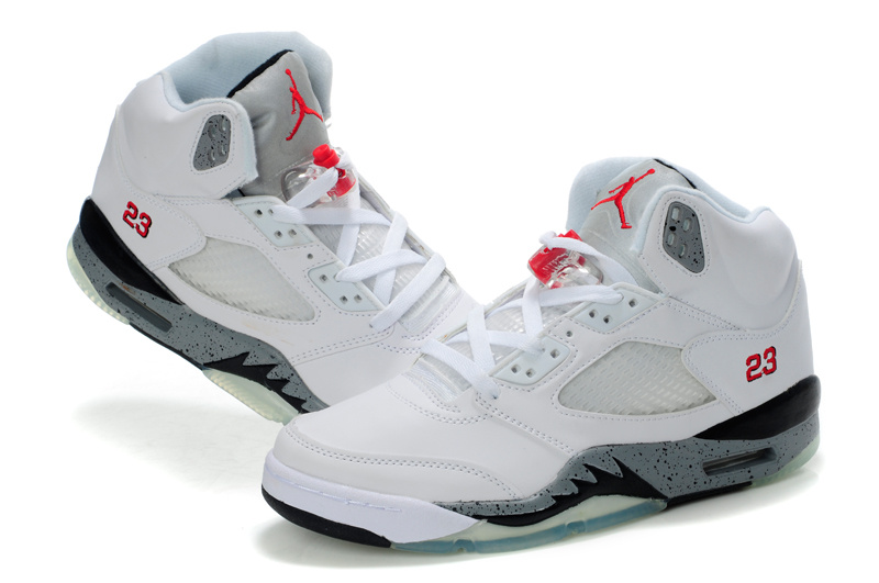 New Air Jordan Shoes 5 White Grey