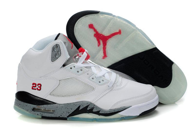 New Air Jordan Shoes 5 White Grey - Click Image to Close