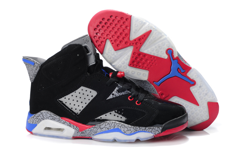 New Air Jordan Shoes 6 Black Grey Red Blue