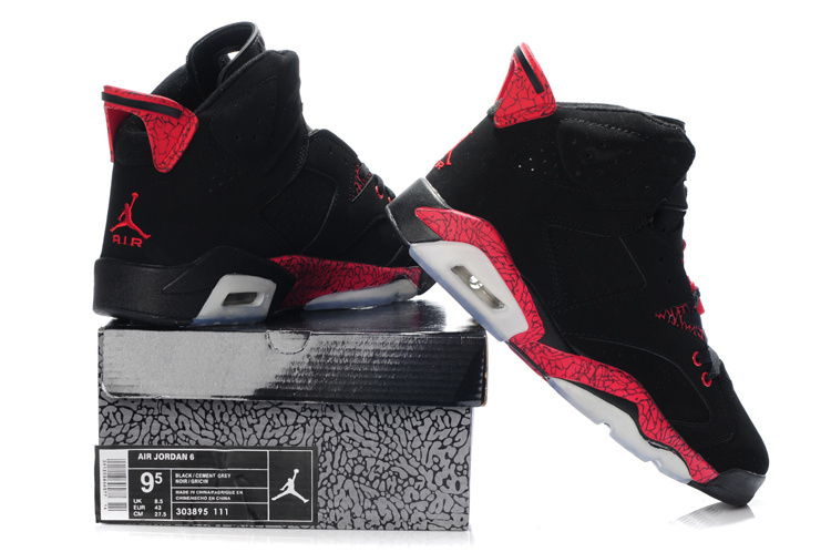 New Air Jordan Shoes 6 Black Grey Red