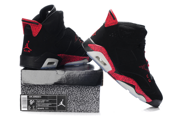 New Air Jordan Shoes 6 Black Grey Red - Click Image to Close