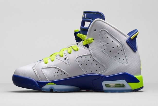 Cheap Real 2015 Jordan Jordan 6 White Blue Green For Women - Click Image to Close