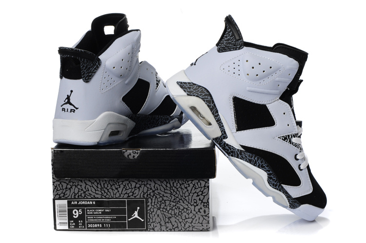 New Air Jordan 6 White Black Cement Shoes