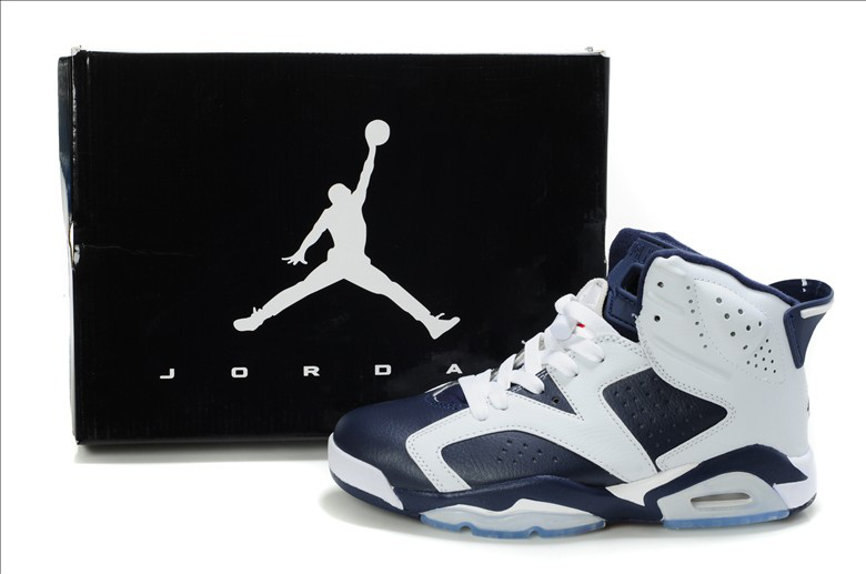 New Air Jordan Shoes 6 White Blue - Click Image to Close