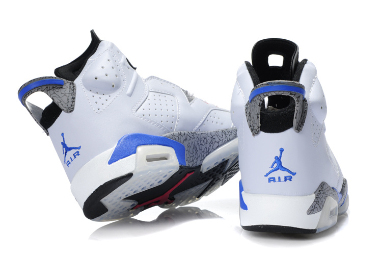 New Air Jordan 6 White Cement Blue Red Shoes - Click Image to Close