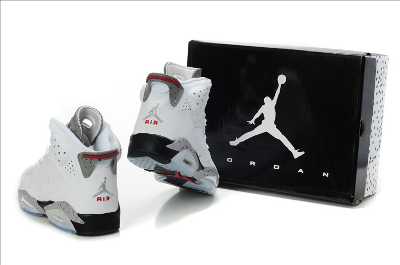 New Air Jordan Shoes 6 White Grey Red - Click Image to Close