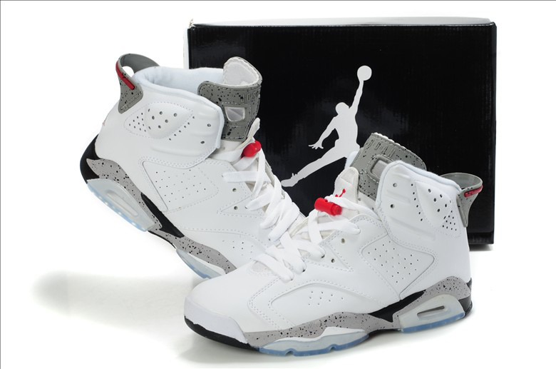 New Air Jordan Shoes 6 White Grey Red - Click Image to Close