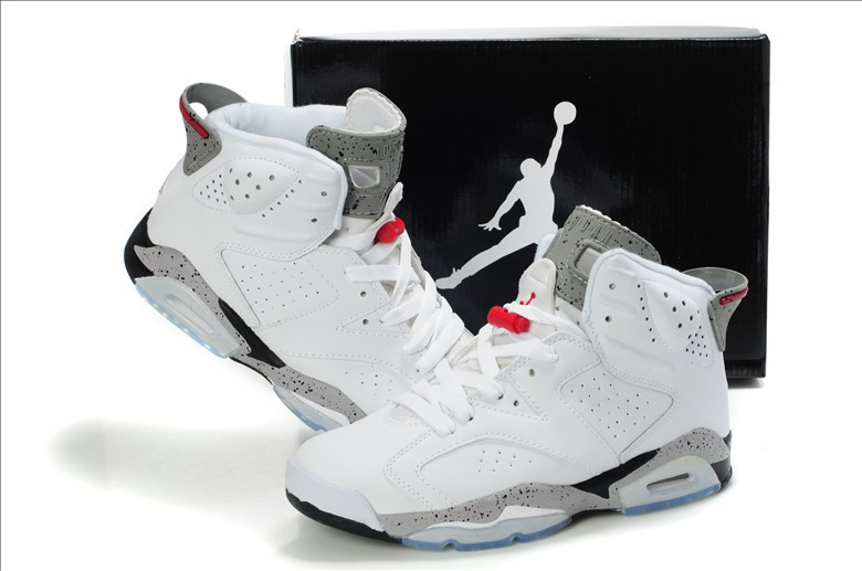 New Air Jordan 6 White Grey Red Shoes - Click Image to Close