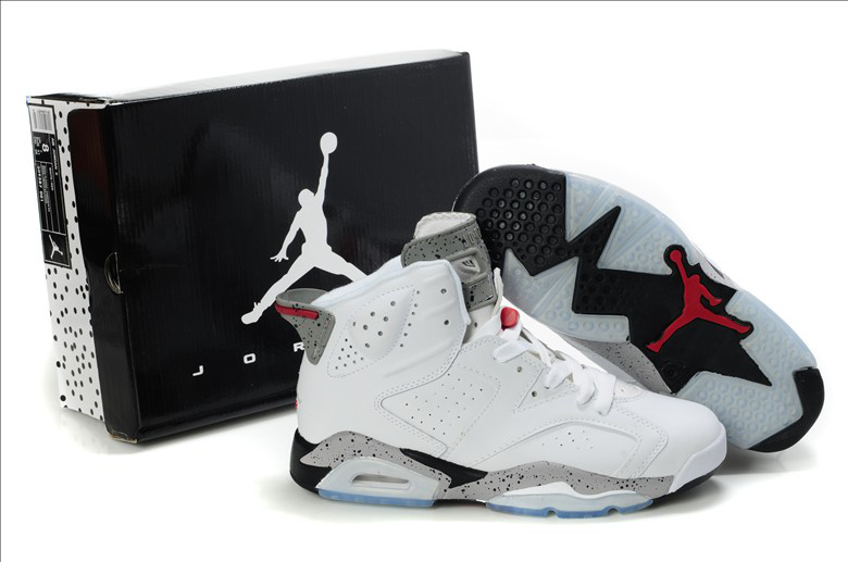New Air Jordan 6 White Grey Red Shoes - Click Image to Close