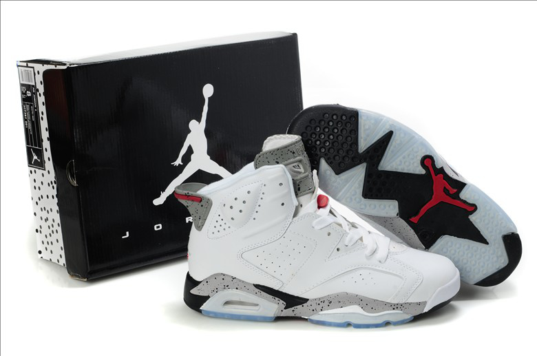 New Air Jordan Shoes 6 White Grey Red - Click Image to Close