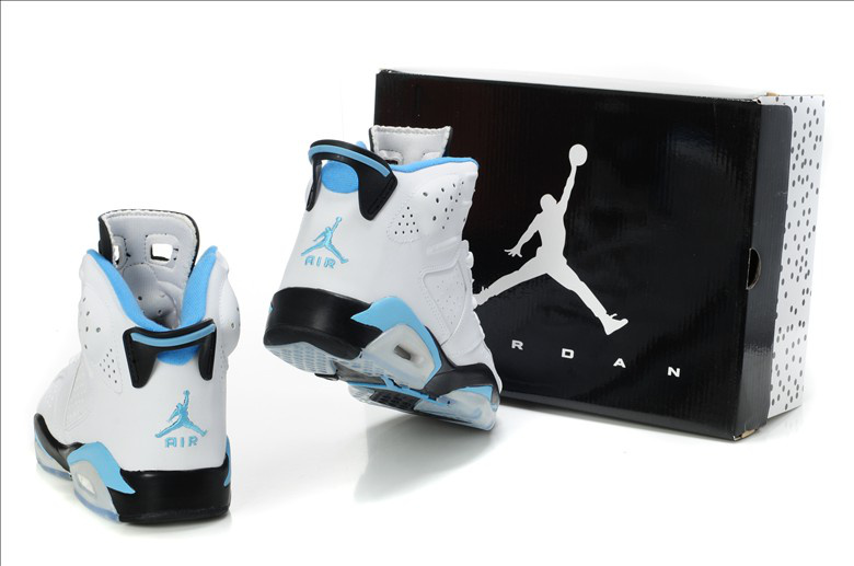 New Air Jordan Shoes 6 White Light Blue - Click Image to Close