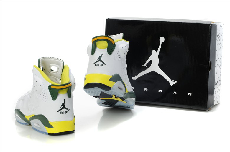 New Air Jordan Shoes 6 White Yellow Green