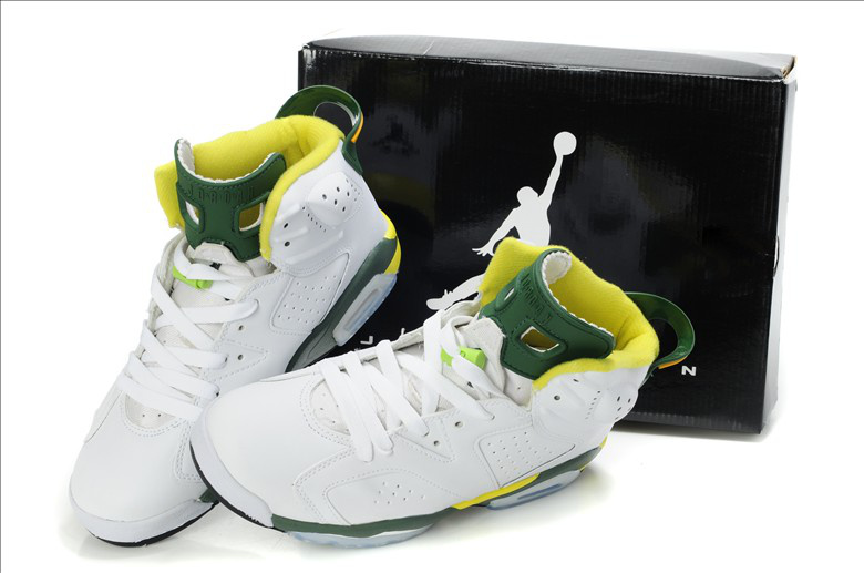 New Air Jordan Shoes 6 White Yellow Green