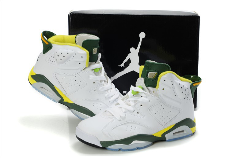 New Air Jordan Shoes 6 White Yellow Green - Click Image to Close