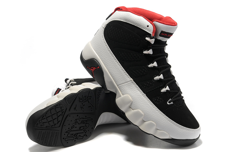 New Air Jordan 9 Black White Red - Click Image to Close