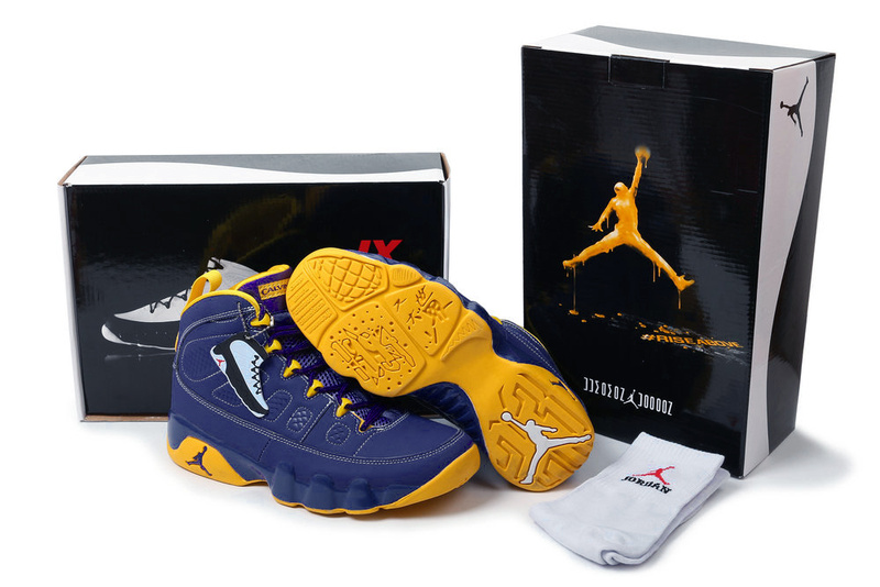 New Air Jordan Retro 9 Hardcover Blue Yellow - Click Image to Close