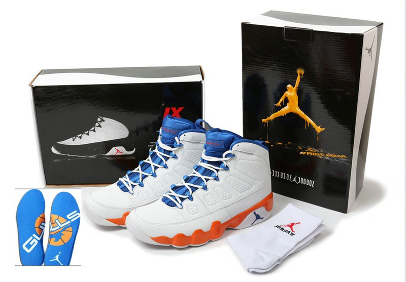 New Air Jordan Retro 9 Hardcover White Blue Orange