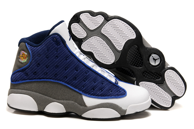 Cheap New Air jordan 13 Blue White Grey