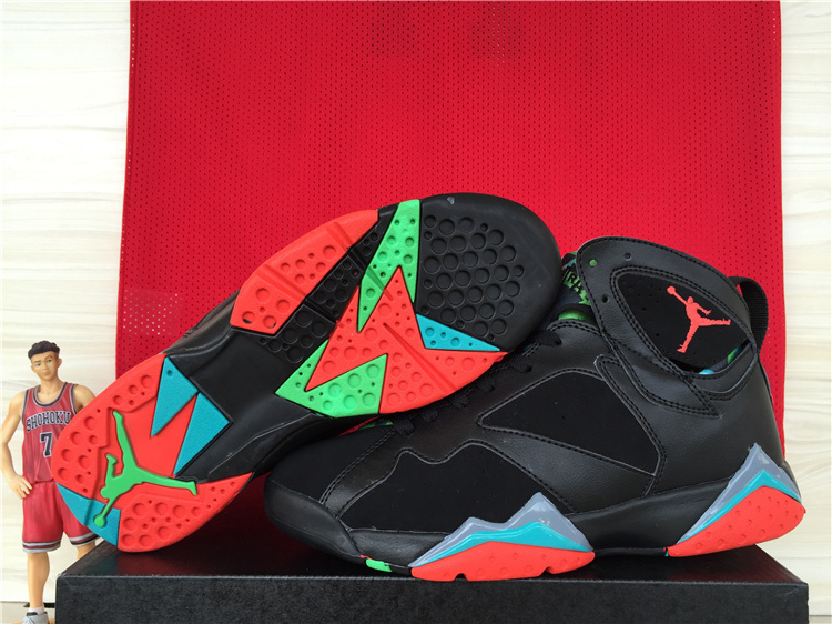 Real Jordan 7 Retro Black Red Blue