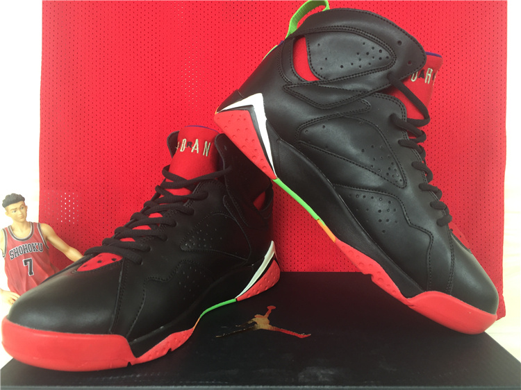 Real Jordan 7 Retro Black Red Green - Click Image to Close