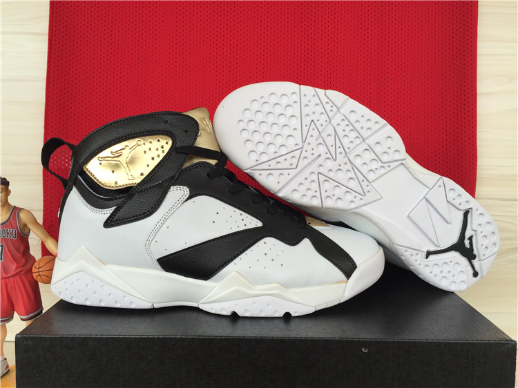 Real Jordan 7 Retro White Black Gold - Click Image to Close