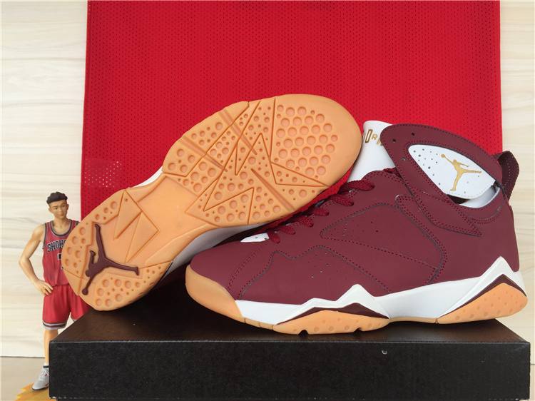 Real Jordan 7 Retro Wine Red White Orange