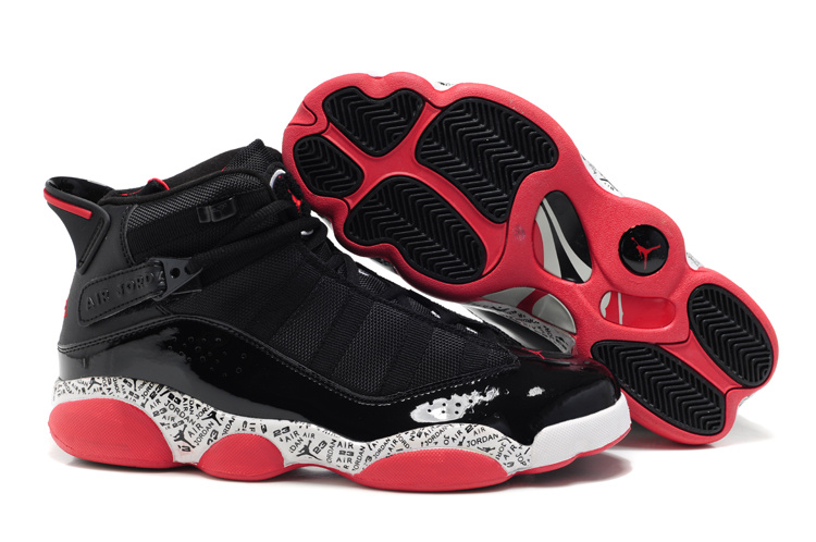 New Six Rings Shoes Black White Red - Click Image to Close