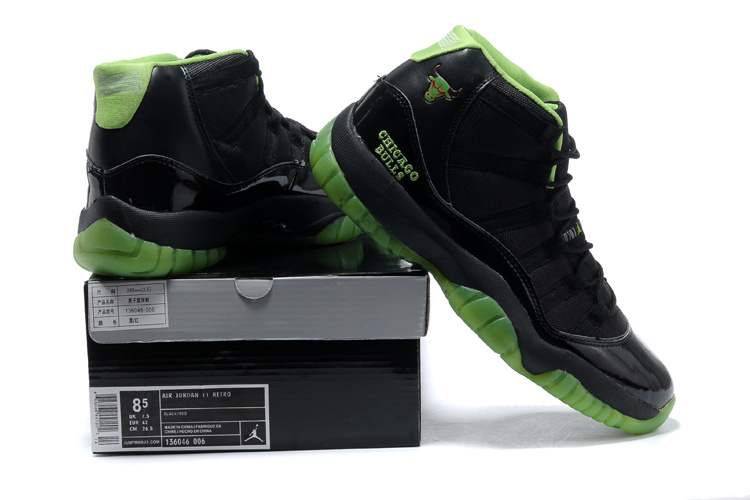 Original Air Jordan 11 Black Green Shoes - Click Image to Close
